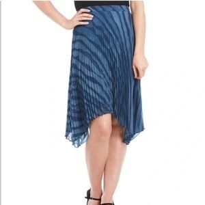 Halston Heritage Asymmetrical Blue Striped Skirt